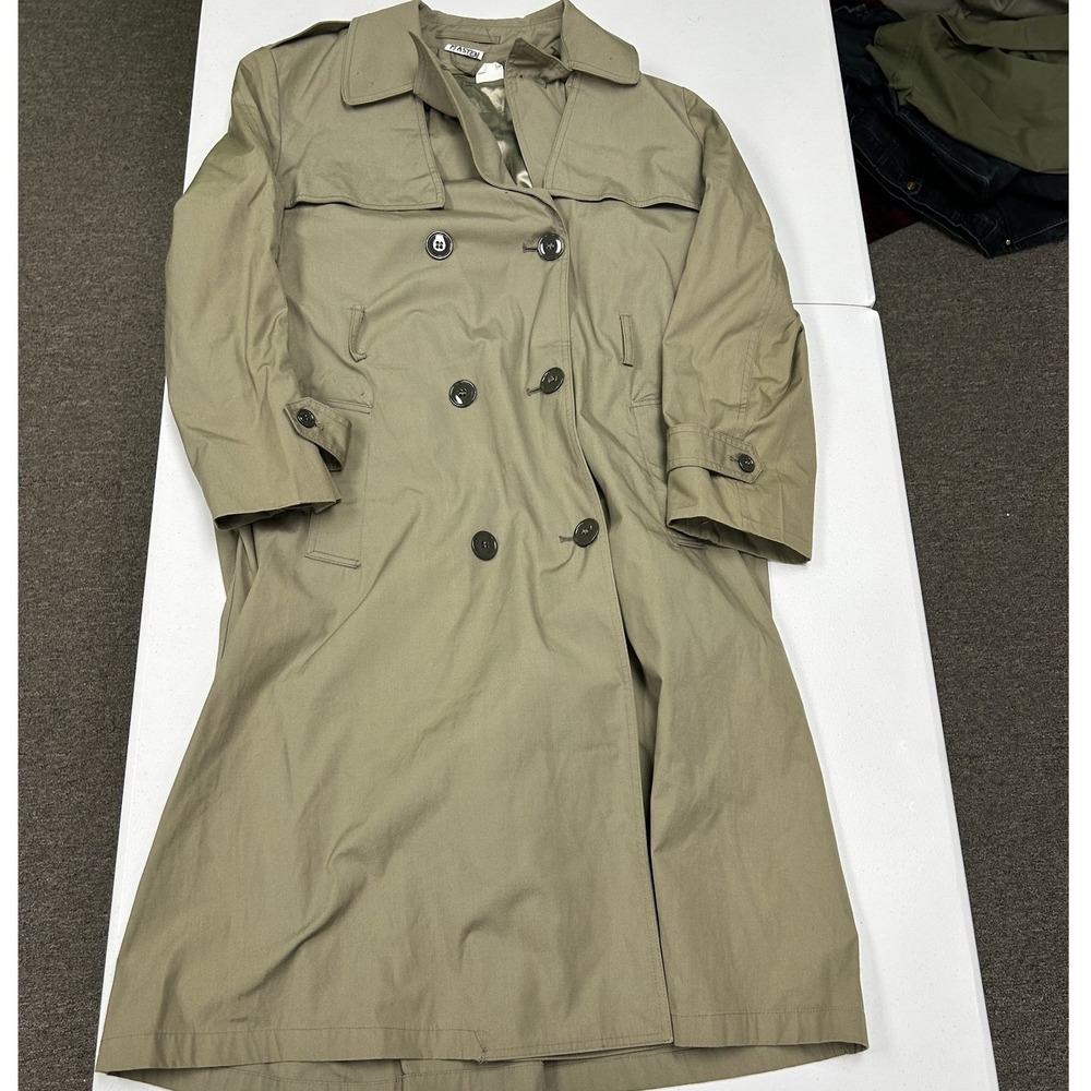 Sterlingwear Trench Coat Womens 12R Green Excellent All Weather Military Duster